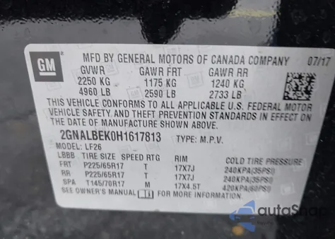 2017 Chevrolet Equinox Ls from USA, damaged, VIN 2GNALBEK0H1617813